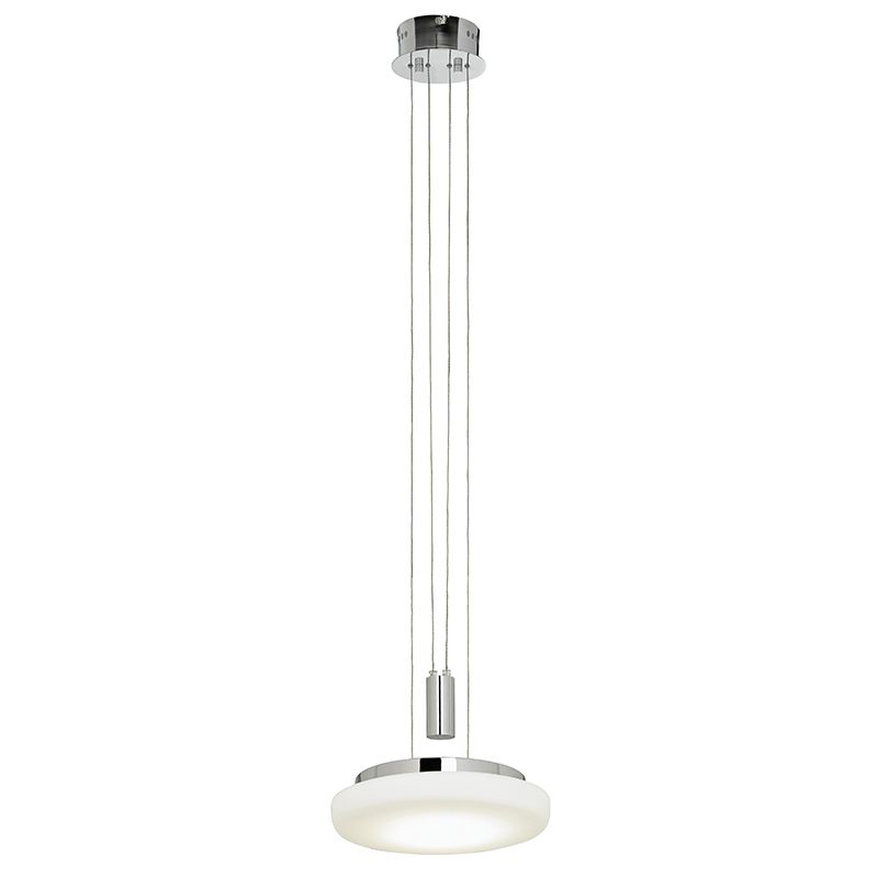 Endon CURTIS-CH-L Large LED Chrome Rise And Fall With Opal Glass 1 Light In Chrome