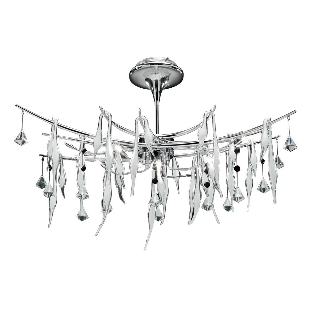 Cygnet Pendant Oval 11 Light G4 Polished Chrome/White Glass/Crystal
