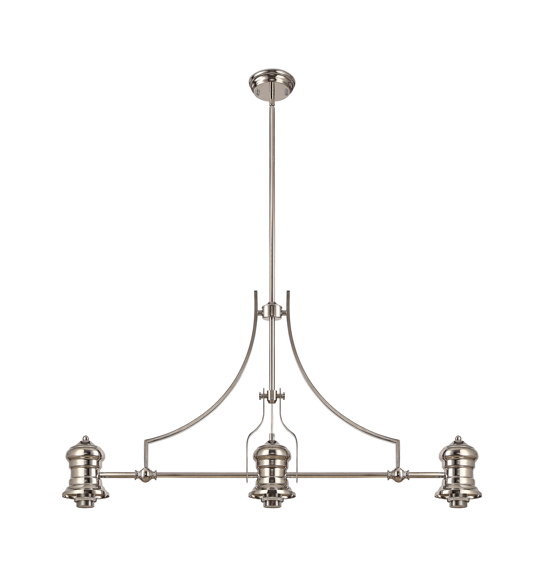 Davvid (FRAME ONLY) Linear Multi Height Pendant, 3 x E27, Polished Nickel
