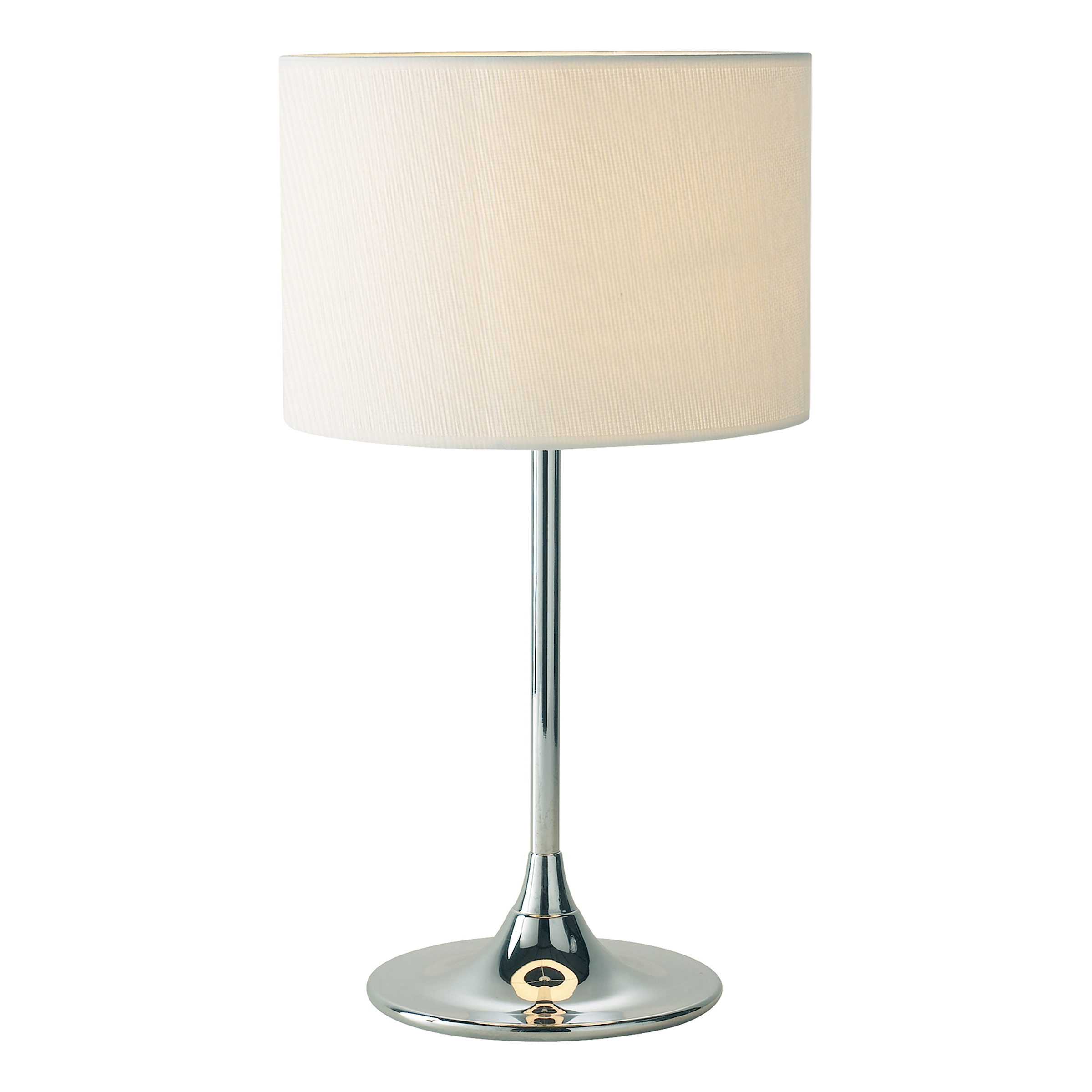 Umbre 1 Light E27 Polished Chrome Table Lamp With Inline Switch C/W Conocimiento Cotton Armario Shade