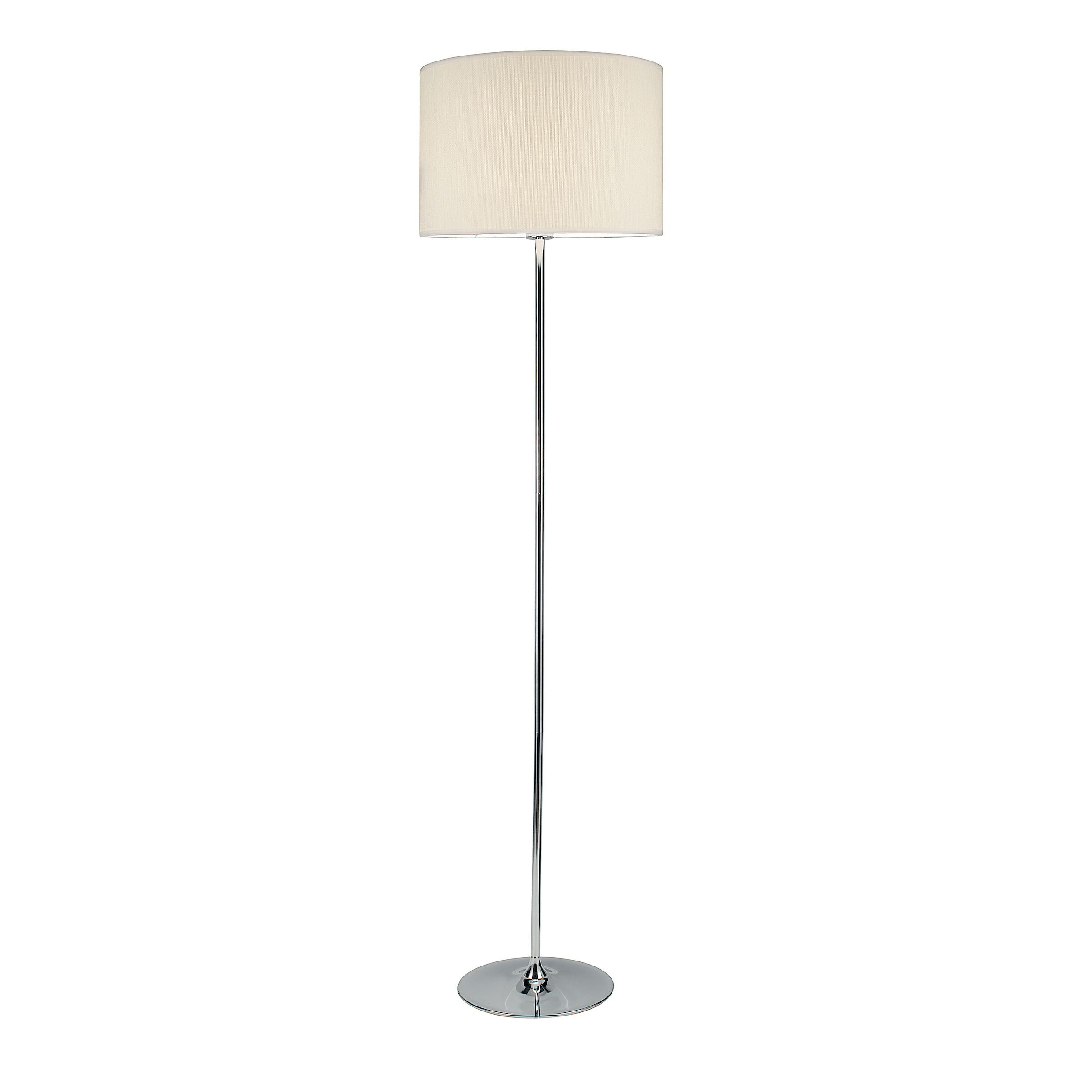 Umbre 1 Light E27 Polished Chrome Floor Lamp With Inline Foot Switch C/W Conocimiento Cotton Armario Shade