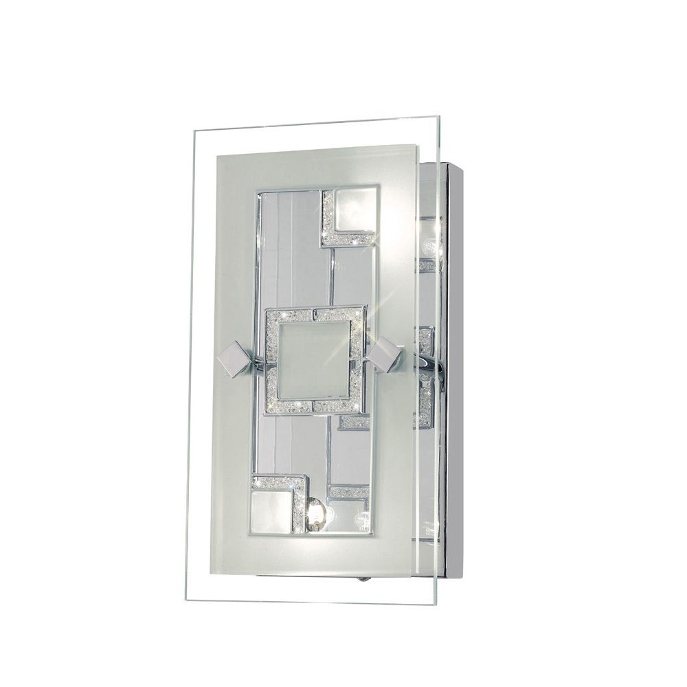 Destello Wall Lamp/Ceiling Rectangle With Square Pattern 2 Light G9 Polished Chrome/Crystal