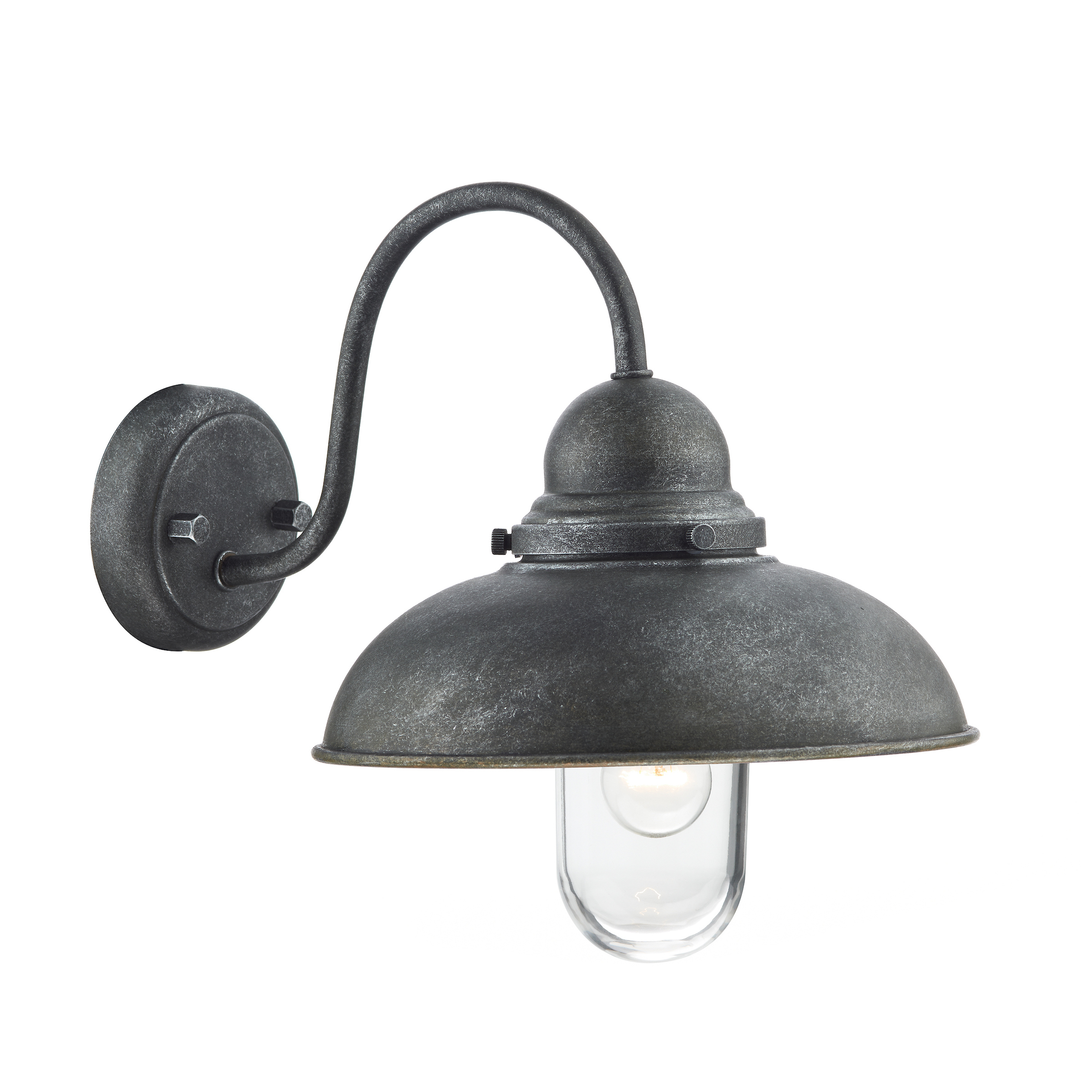 Eco 1 Light E27 Aged Iron Outdoor IP44 Wall Light With Clear Glass Shade