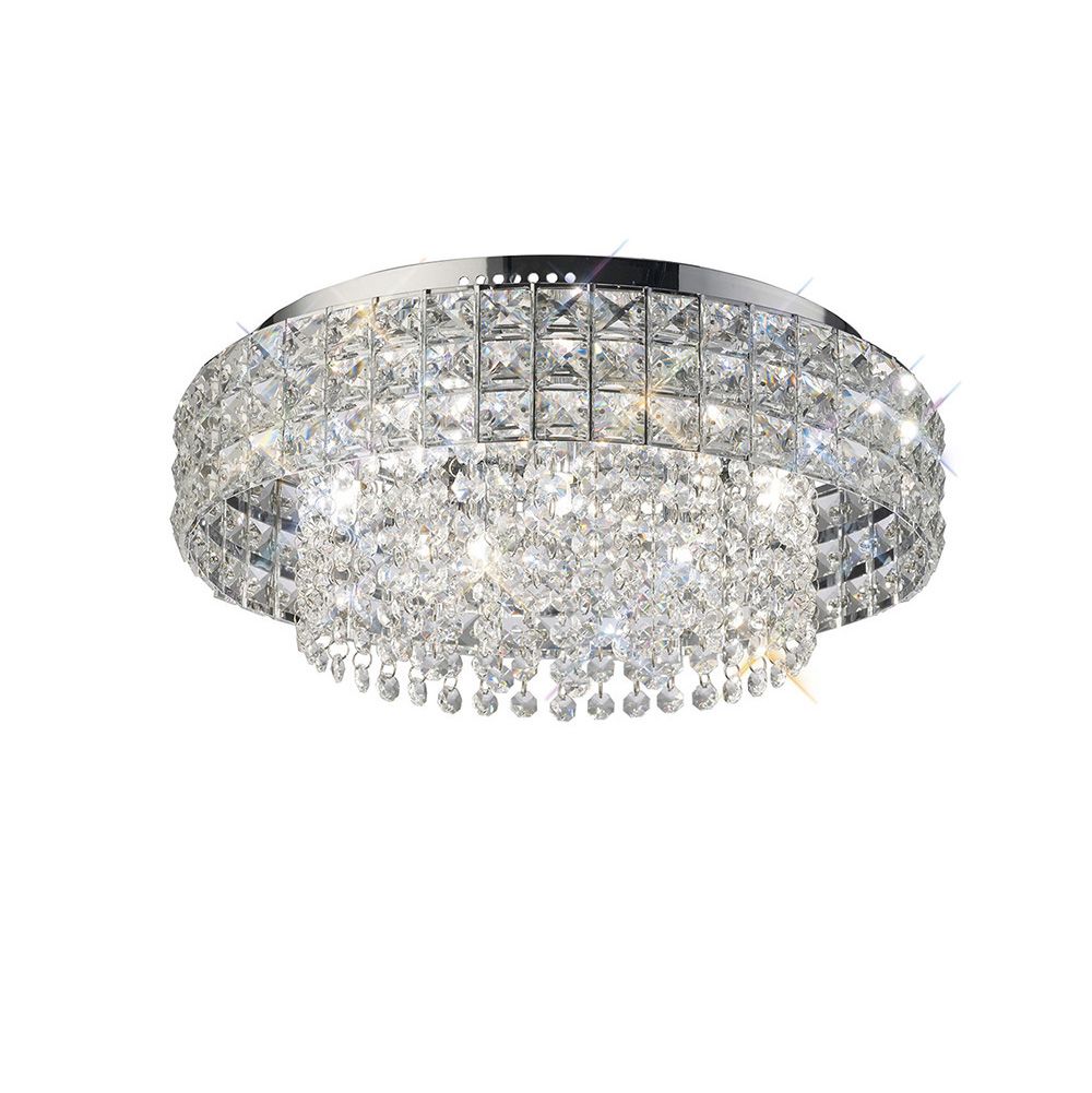 Edison 39cm Flush Ceiling Round 7 Light G9 Polished Chrome/Crystal