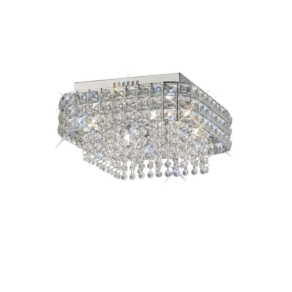 Edison Flush Ceiling Square 4 Light G9 Polished Chrome/Crystal