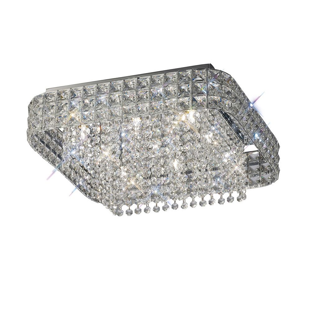 Edison Flush Ceiling Square 9 Light G9 Polished Chrome/Crystal