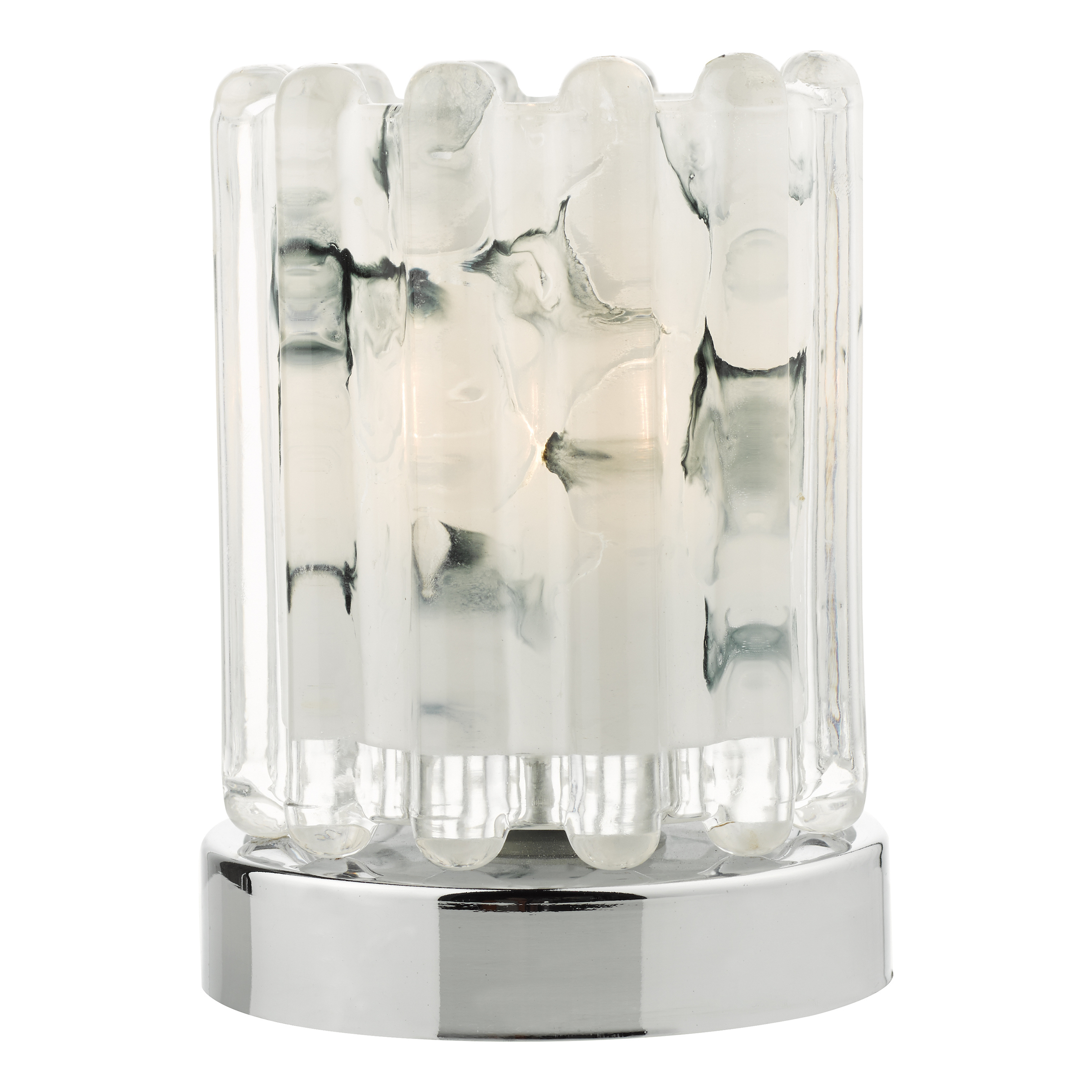 Selva 1 Light G9 Polished Chrome 3 Stage Touch Table Lamp With Pulque Ribbed Marble Glass Shade