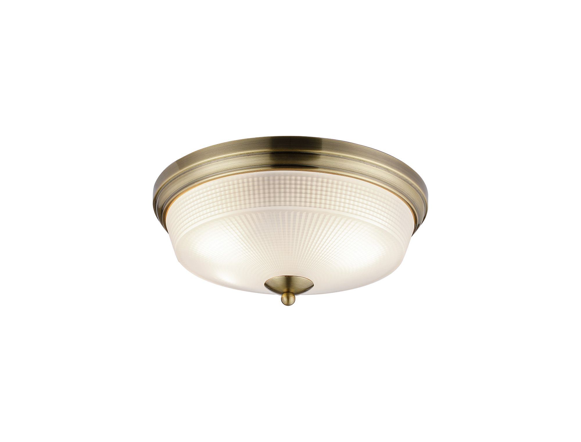 Elisha 34cm 2 Light E27 Flush Ceiling Light, Antique Brass/Frosted Glass
