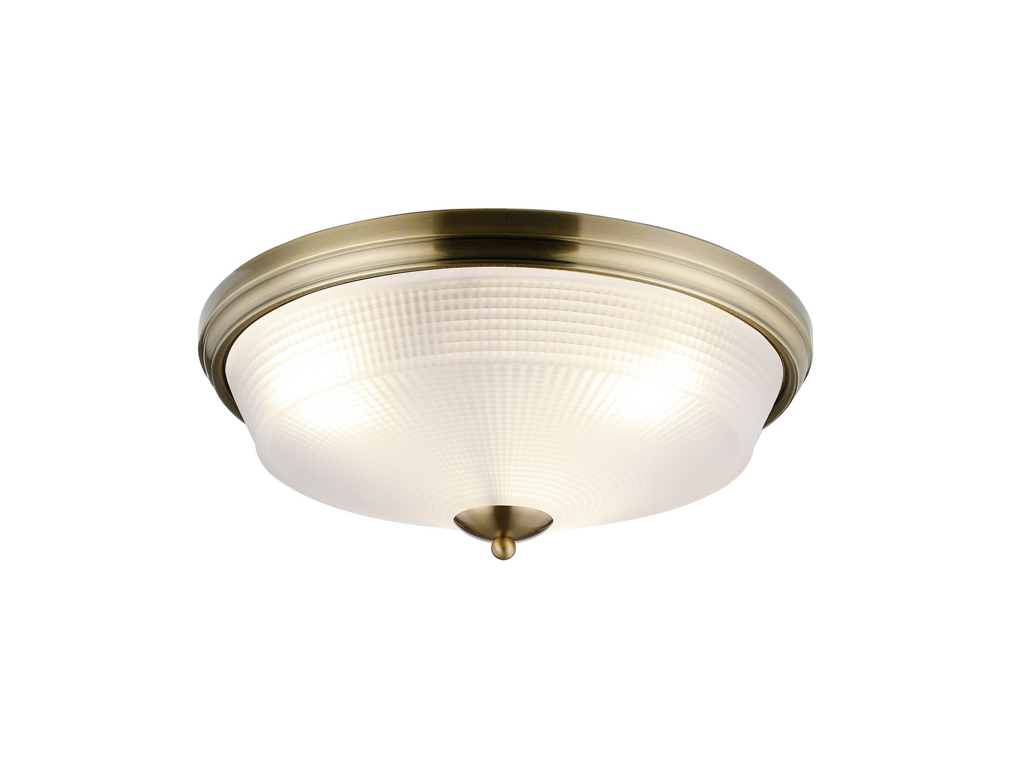 Elisha 43.8cm 3 Light E27 Flush Ceiling Light, Antique Brass/Frosted Glass
