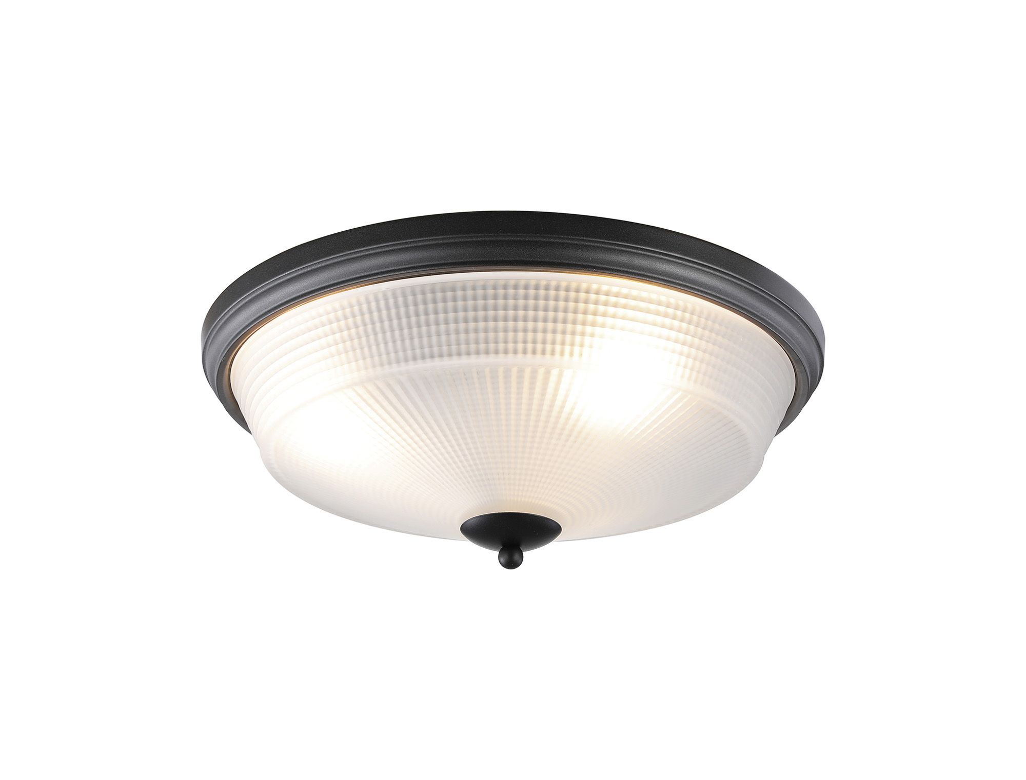 Elisha 43.8cm 3 Light E27 Flush Ceiling Light, Satin Black/Frosted Glass