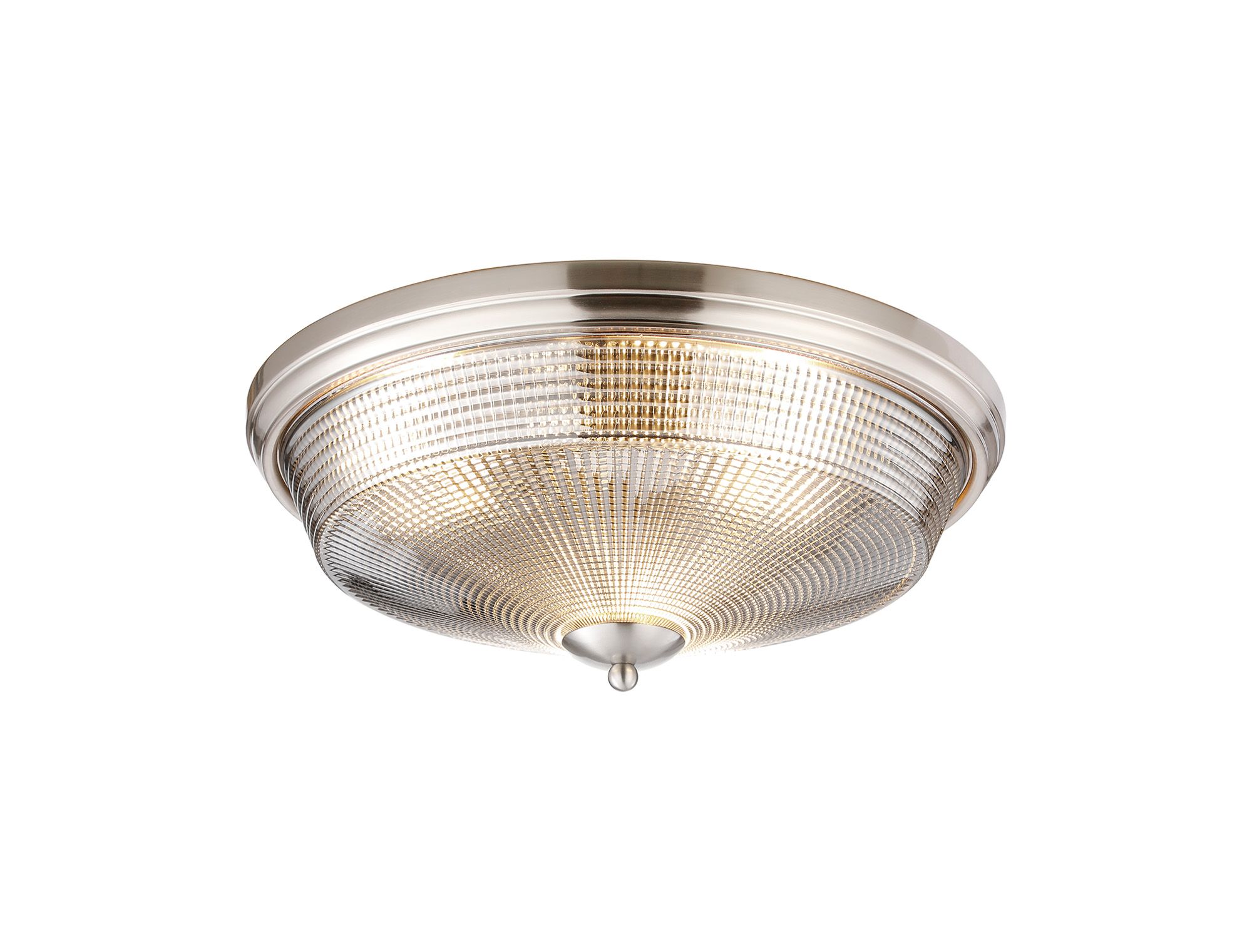 Elisha 43.8cm 3 Light E27 Flush Ceiling Light, Satin Nickel/Smoke Glass