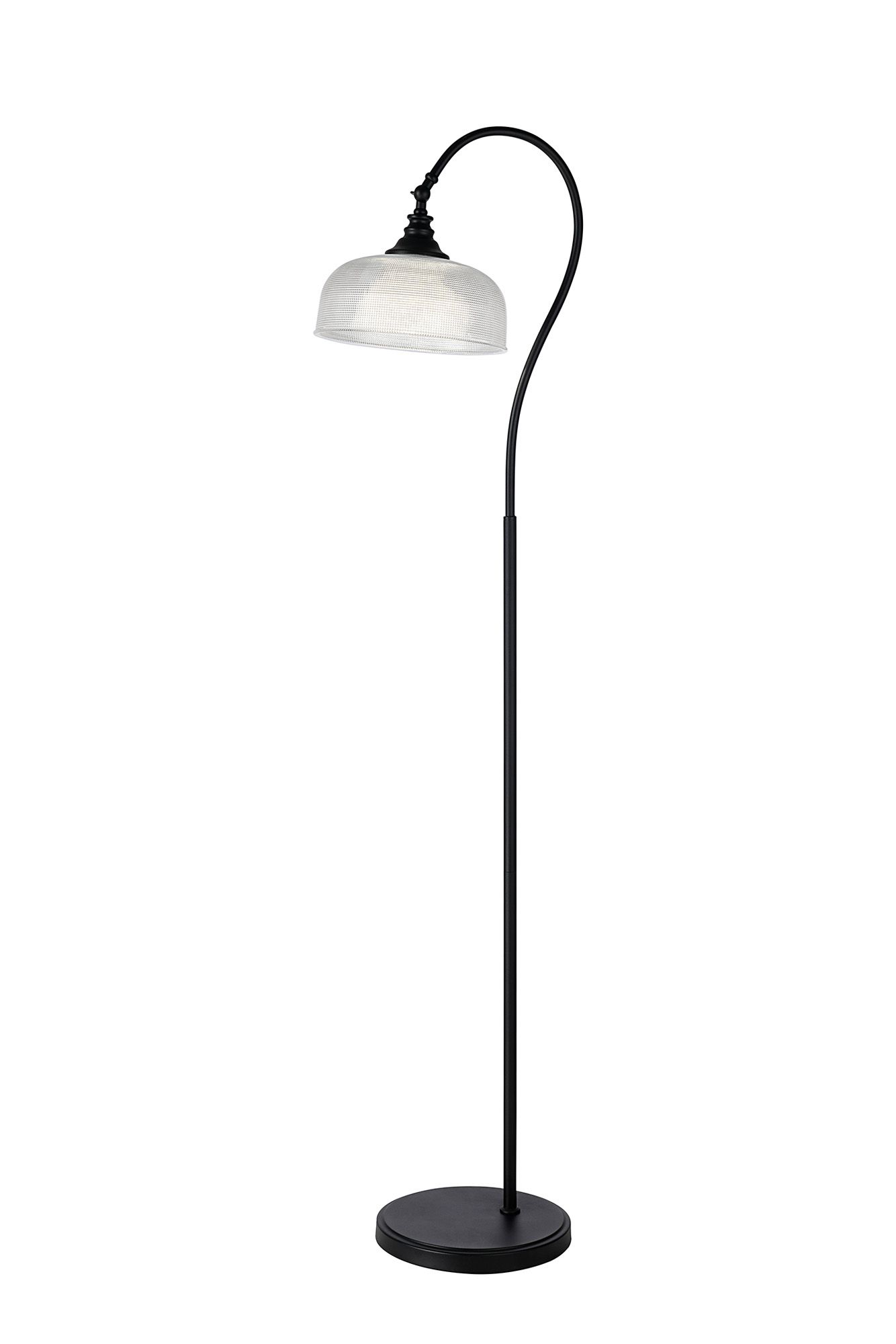 Elisha Floor Lamp 1 Light E27 Satin Black/Clear Glass