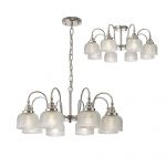 Elisha 73cm Semi Flush/Pendant, 8 Light E27, Polished Nickel/Prismatic Glass