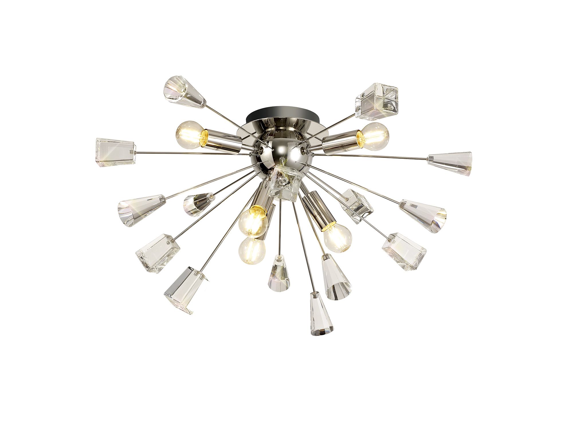 Ella 60cm Ceiling Sputnik , 6 Light E14, Polished Nickel/Crystal