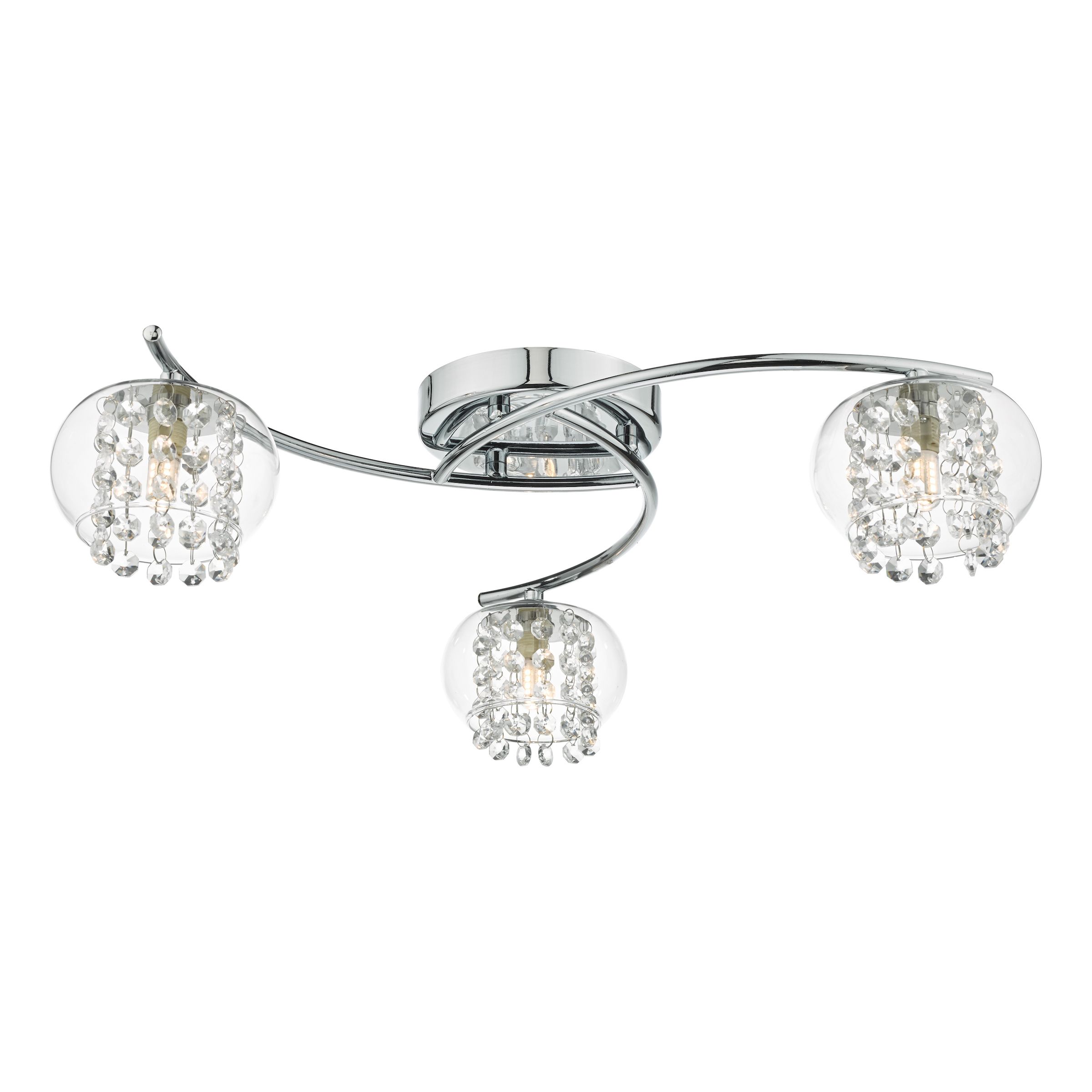 Cálido 3 Light G9 Polished Chrome Flush Ceiling Light C/W Faifo Glass Beads Within A Clear Glass Shade