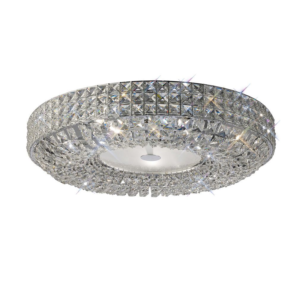 Enya 60cm Flush Ceiling 9 Light G9 Polished Chrome/Crystal