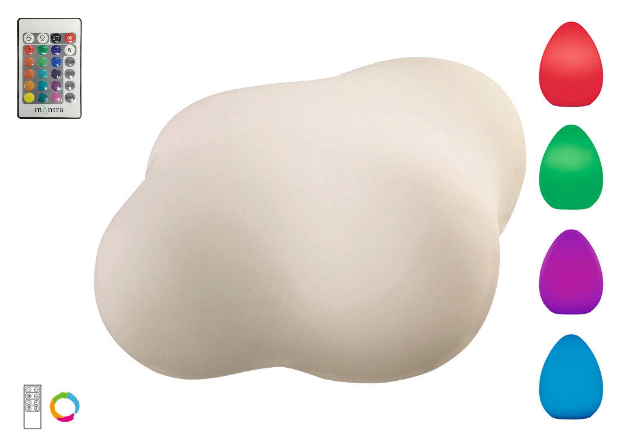 Eos Rechargeable Battery Operated Operated Table Lamp 2W LED RGB With Remote Control IP44, 90lm, Opal White, 2yrs Warranty