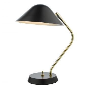Moscada 1 Light E14 Polished Brass Table Lamp C/W Satin Black Shade