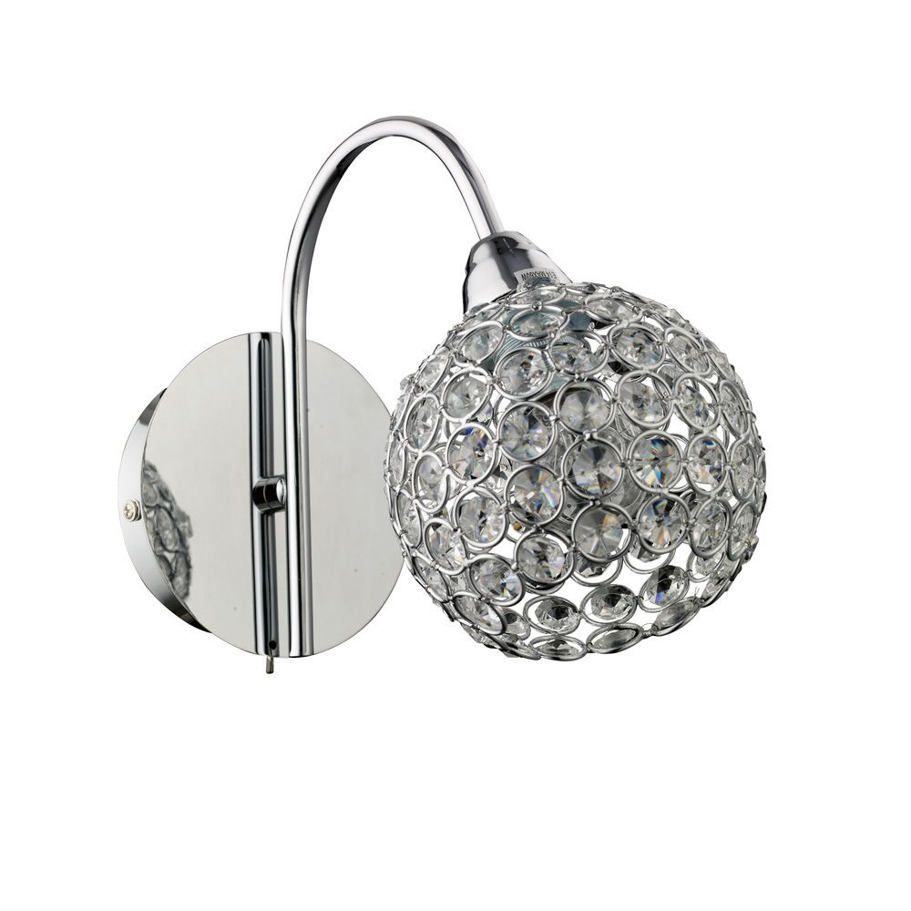 Escado Wall Lamp Switched 1 Light E14 Polished Chrome/Crystal
