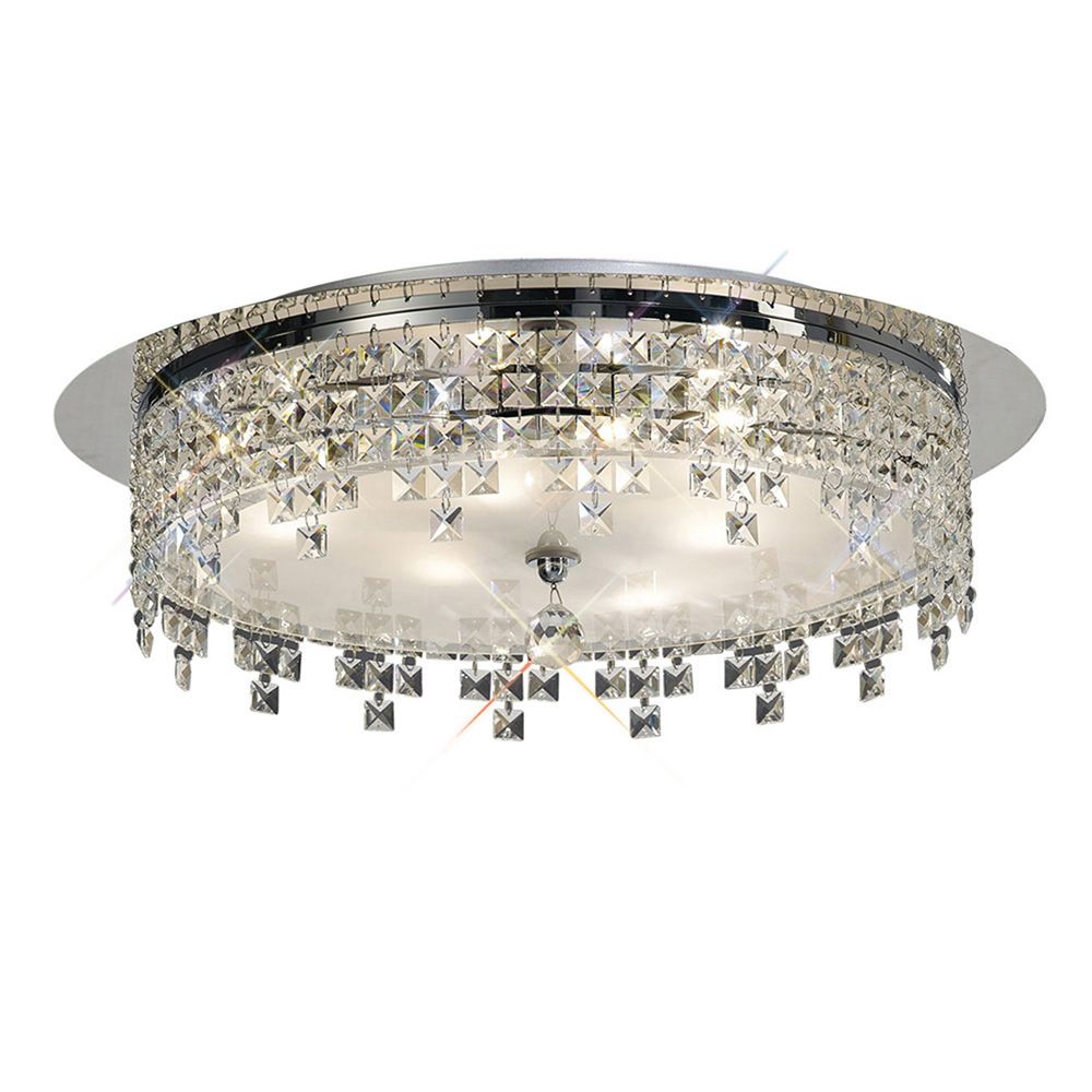 Esta 40cm Flush Ceiling Round 4 Light G9 Polished Chrome/Glass/Crystal
