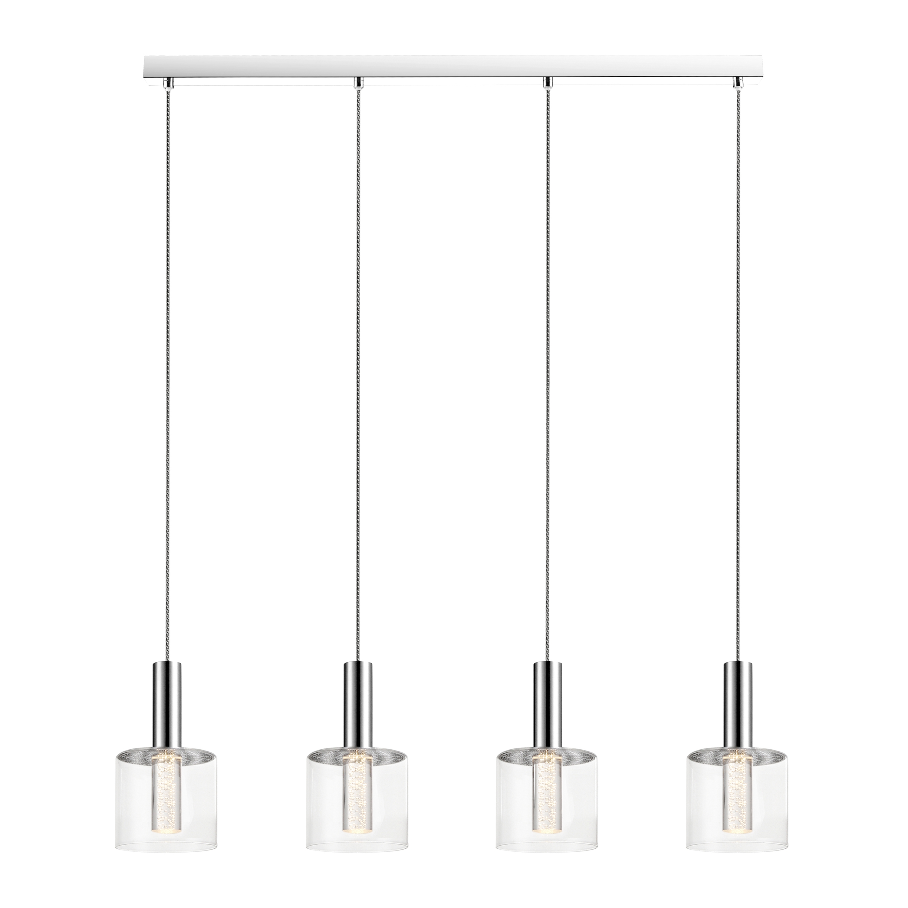 Zeus 4 Light Integrated LED, 360lm, 5W, Double Insulated Adjustable Polished Chrome Pendant