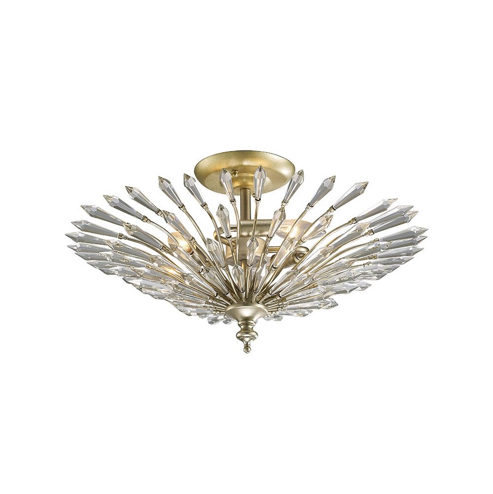 Fay 53cm Semi Flush 3 Light E14 Aged Gold/Silver/Crystal