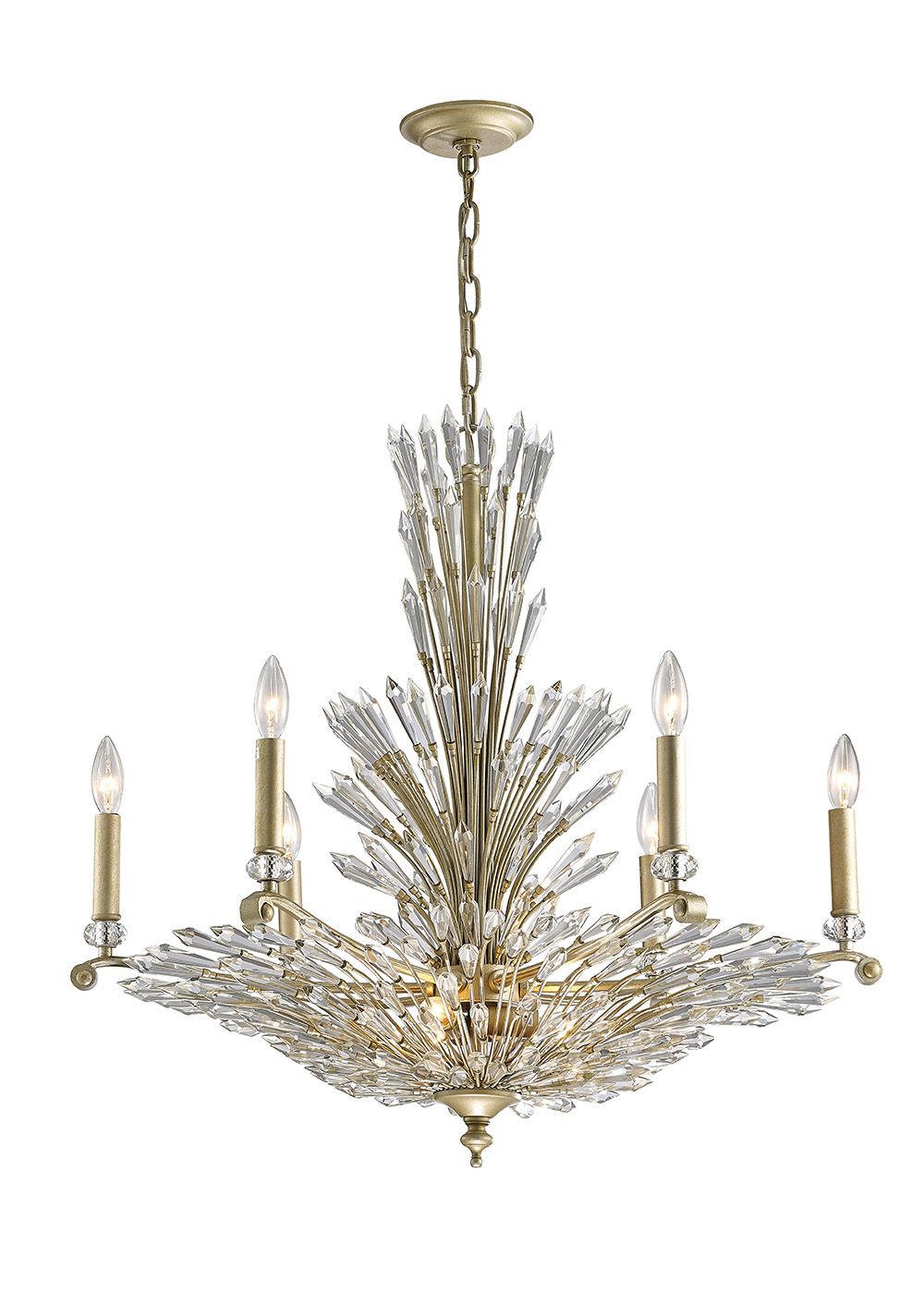 Fay Pendant 6+3 Light E14 Aged Gold/Silver/Crystal