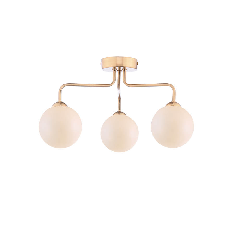 Mármol 3 Light G9 Antique Bronze Semi Flush Ceiling Light C/W Opal Glass Shade