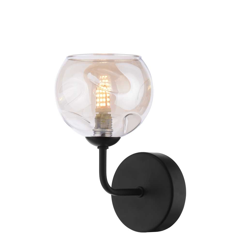 Mármol 1 Light G9 Black Wall Light C/W Champagne Organic Glass Shade