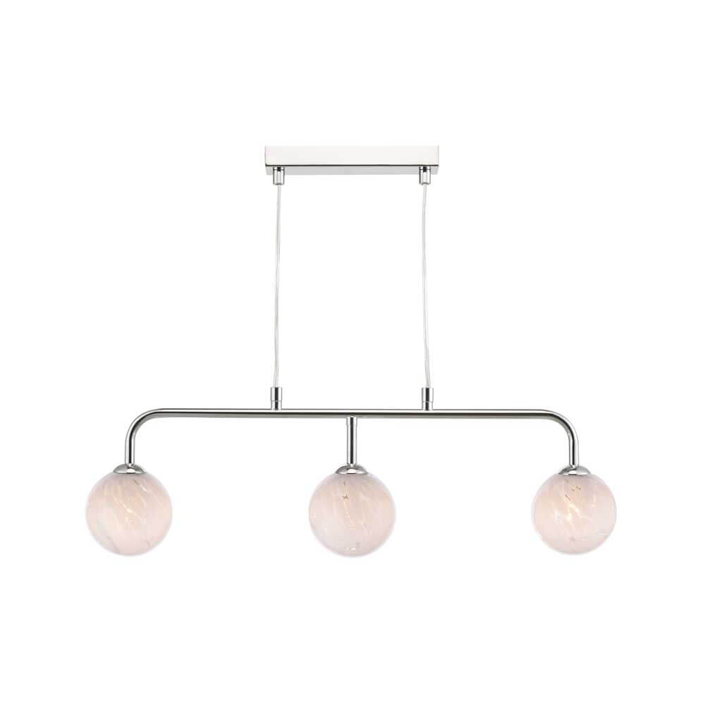Mármol 3 Light G9 Polished Chrome Adjustable Linear Bar Pendant C/W Pulque Confetti Glass Shades