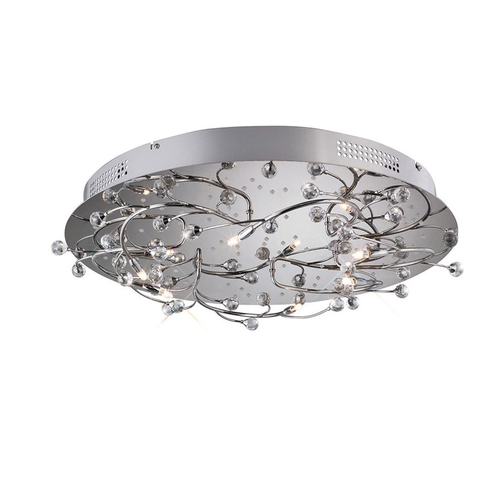 Fia 59cm Flush Ceiling Round 6 Light G4 With White LEDs Polished Chrome/Crystal, NOT LED/CFL Compatible