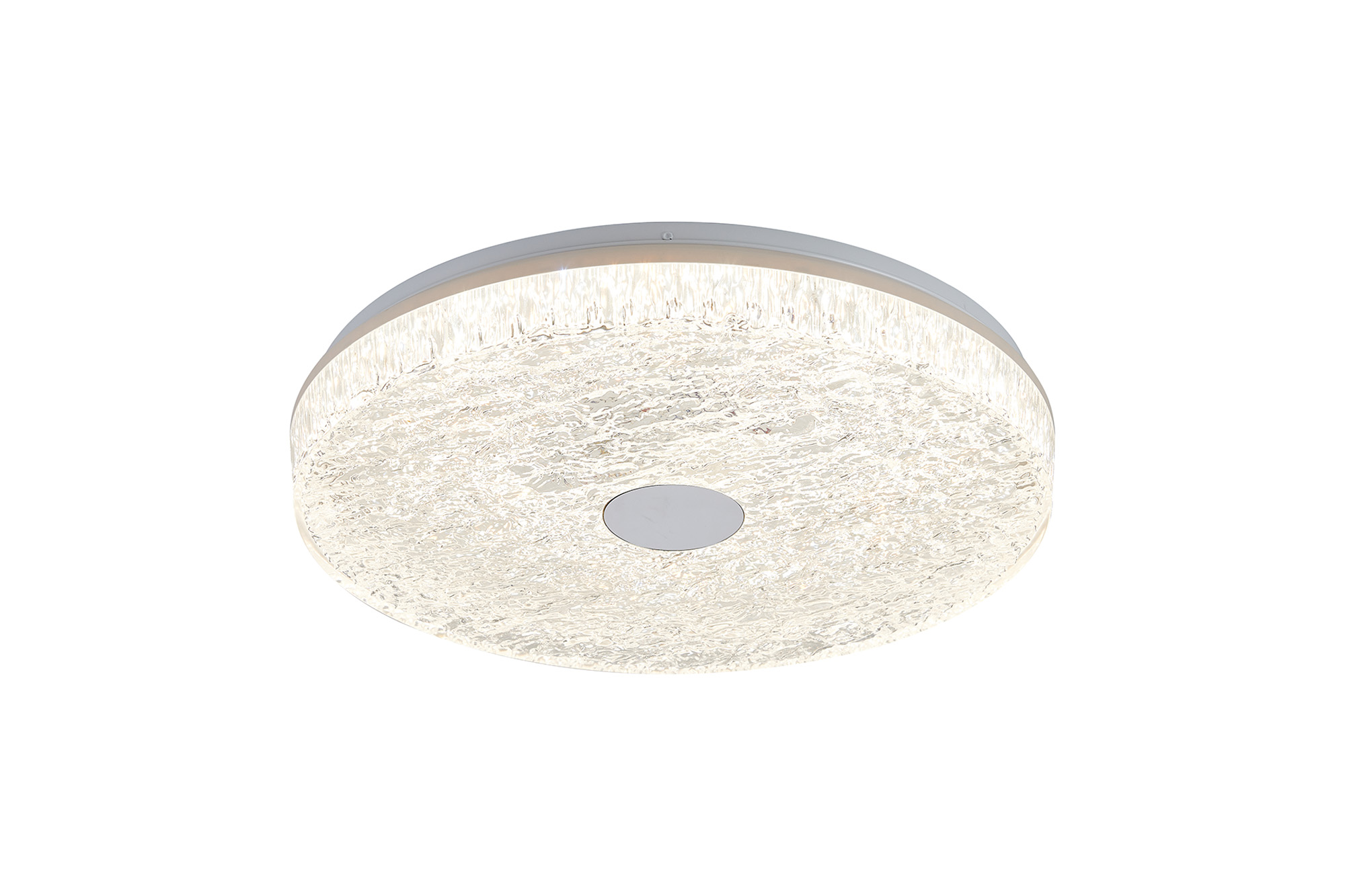 Frozen 48cm Round Ceiling Light, 45W LED, 2700-5000K Tuneable White, 5220lm, Remote Control, White, 3yrs Warranty