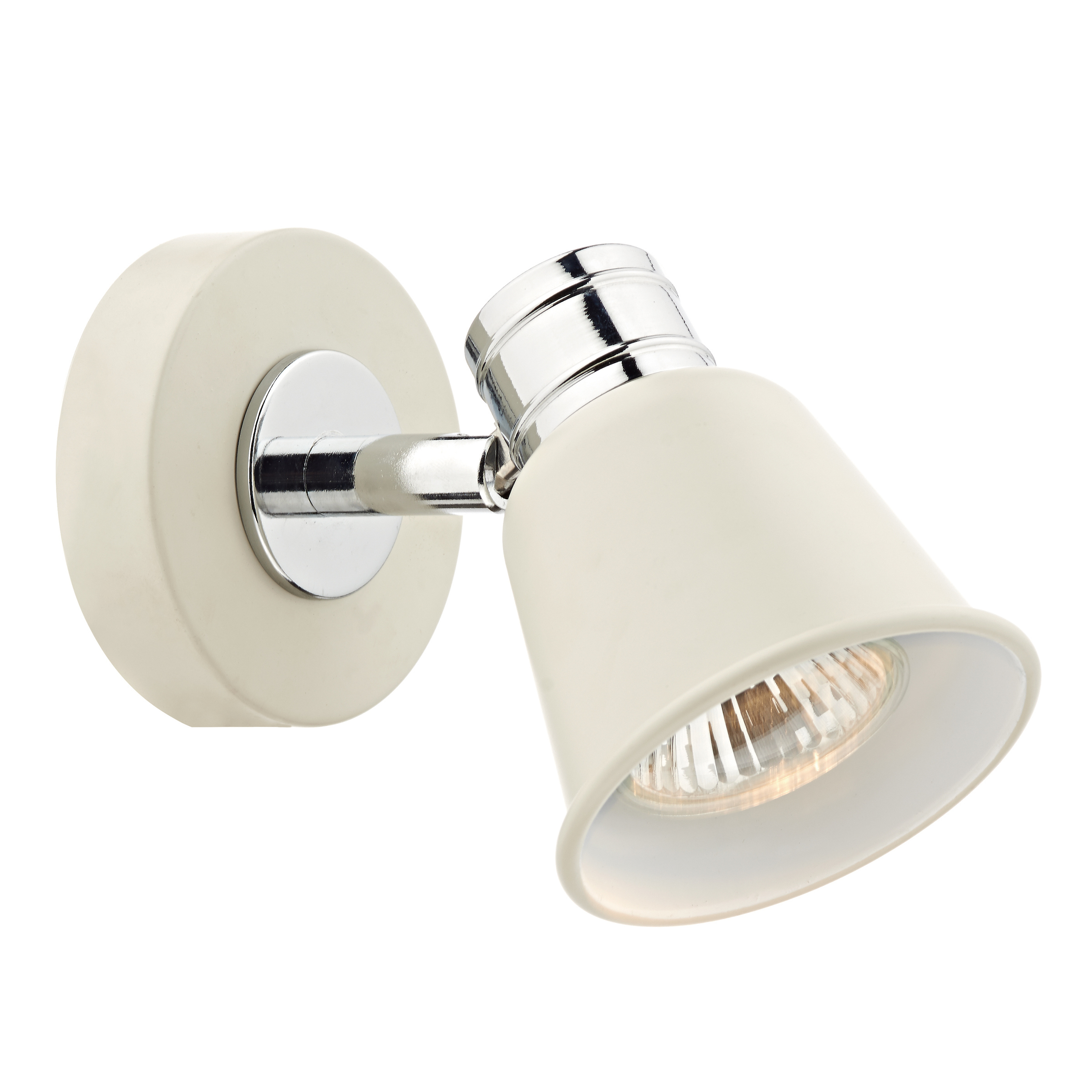 Huracán 1 Light GU10 Cream With Polished Chrome Detail Adjustable Wall Spotlight