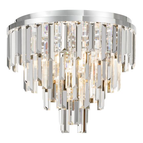 Monia 5 Light G9 Polished Chrome Flush Fitting With Tiered Crystal
