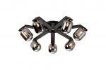 Gioiello 64cm Flush Ceiling, 7 Light G9, IP44, Black/Polished Chrome/Smoke Smooth Tubular Glass