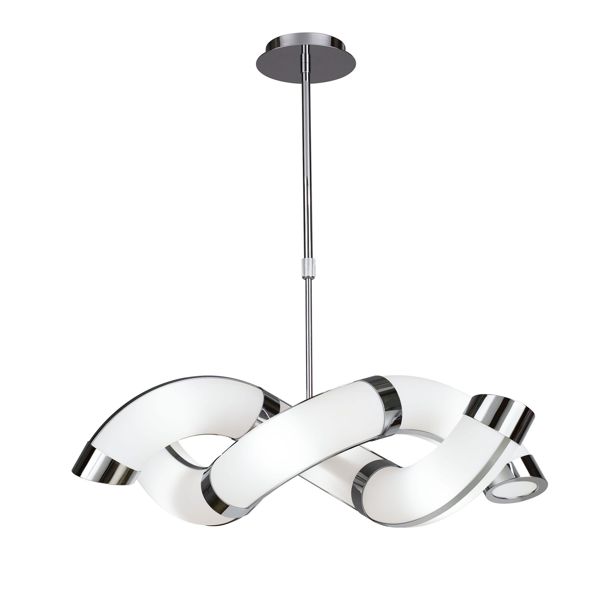 Guss Rectangular Pendant E27 6 Light E27, Polished Chrome/White Acrylic, CFL Lamps INCLUDED