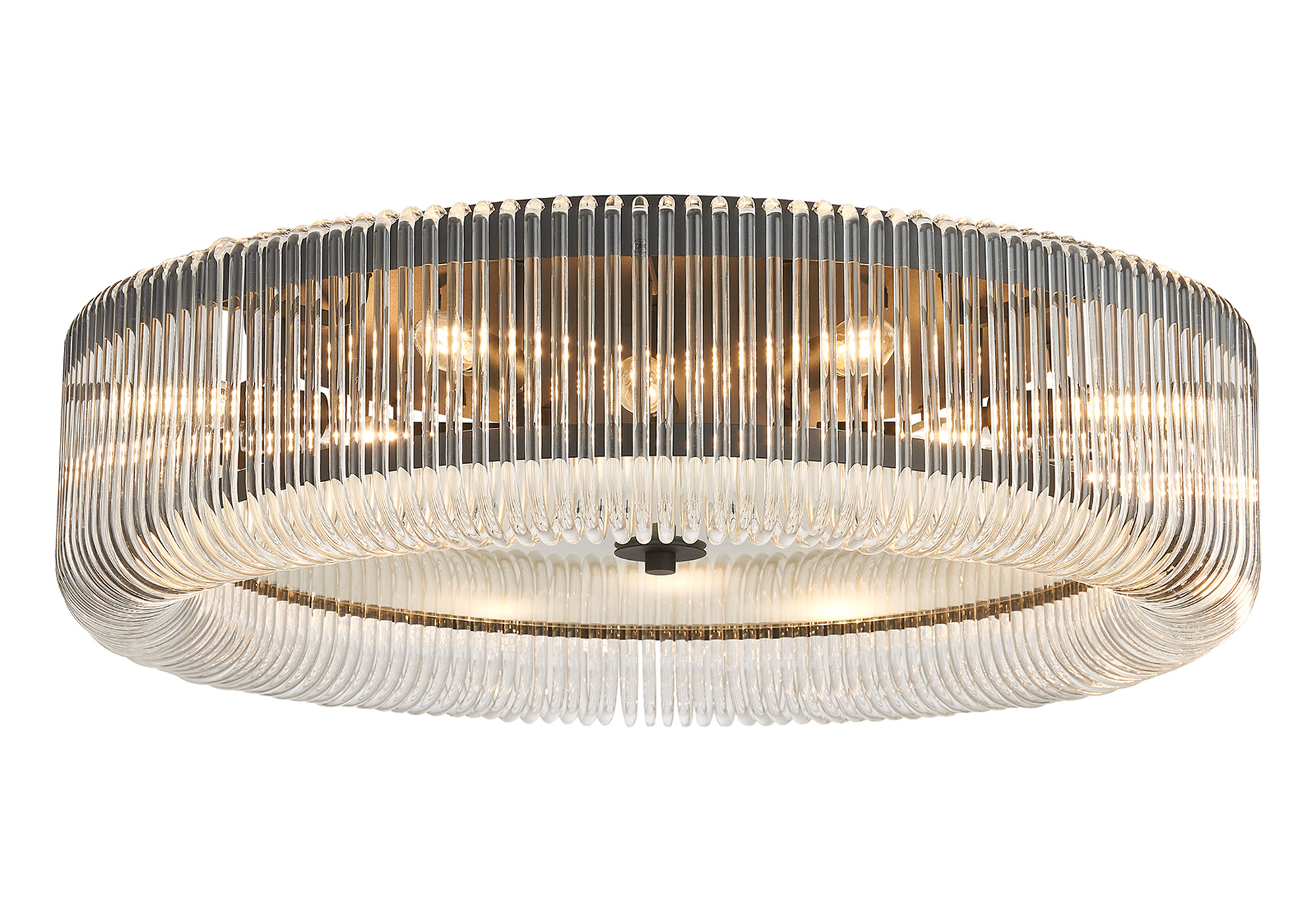 Guzzini 78cm Round Flush Ceiling Light, 12 x E14, Black/Clear Glass
