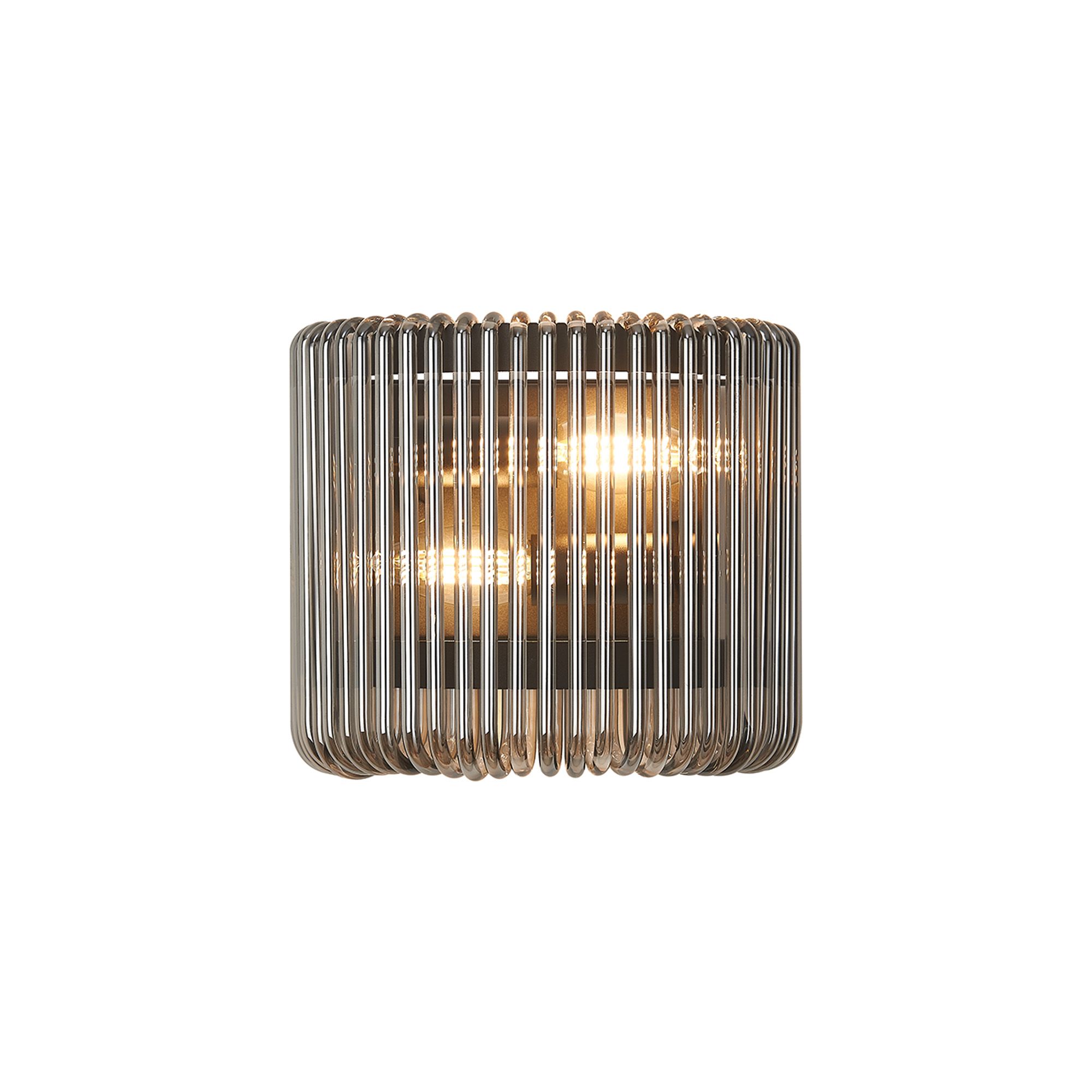 Guzzini 22 x 12cm Small Wall Light, 2 x E14, Black/Smoke Glass