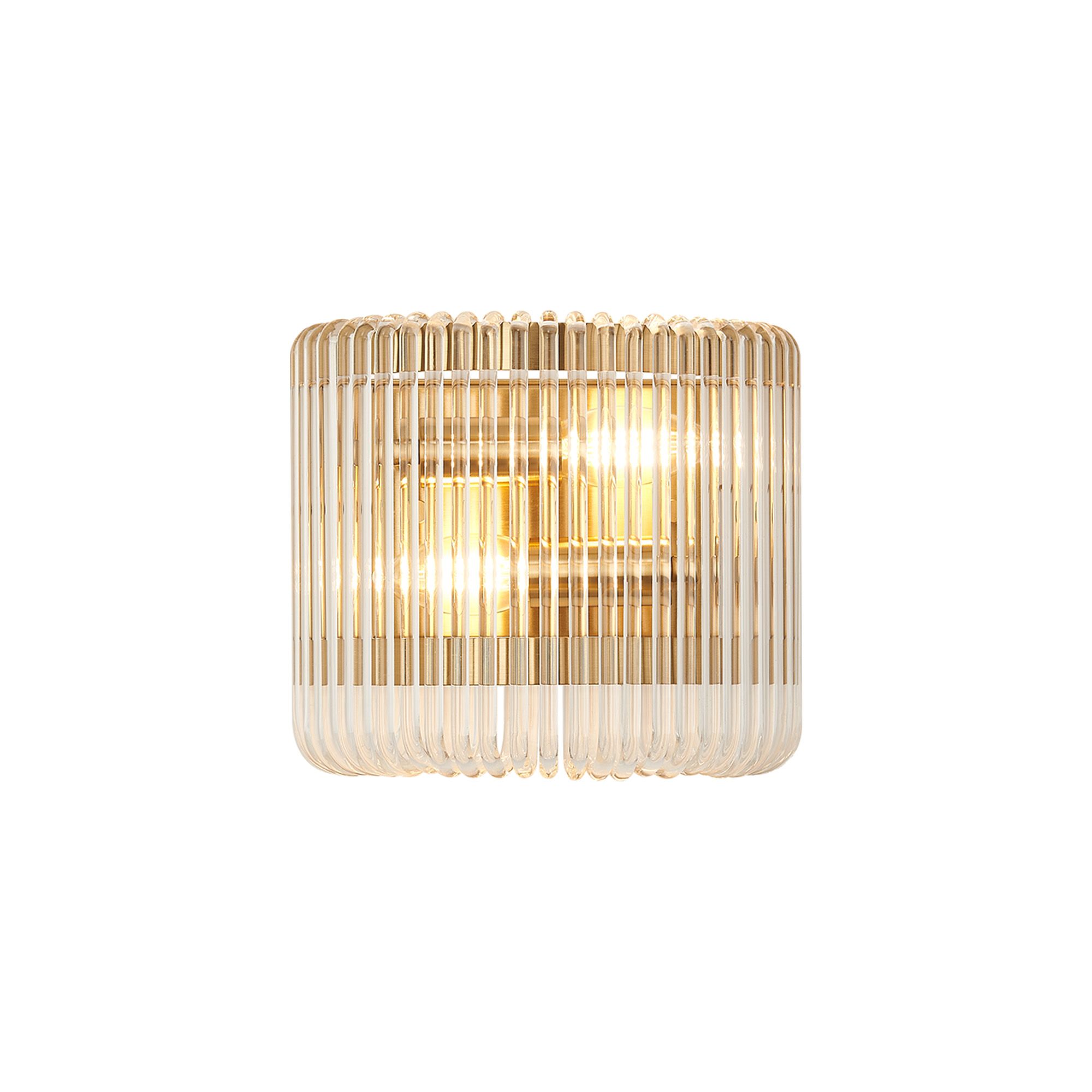 Guzzini 22 x 12cm Small Wall Light, 2 x E14, Brass/Clear Glass