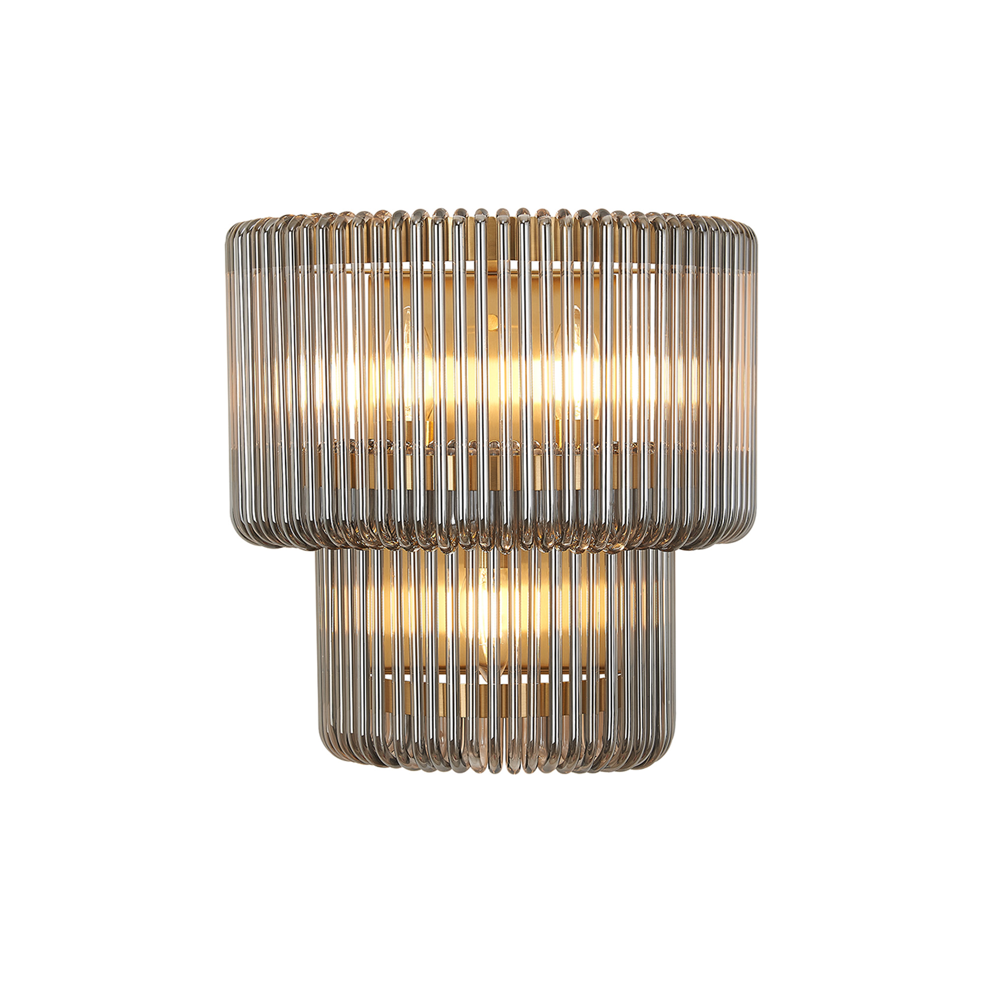 Guzzini 32 x 18cm Large Wall Light, 3 x E14, Brass/Smoke Glass