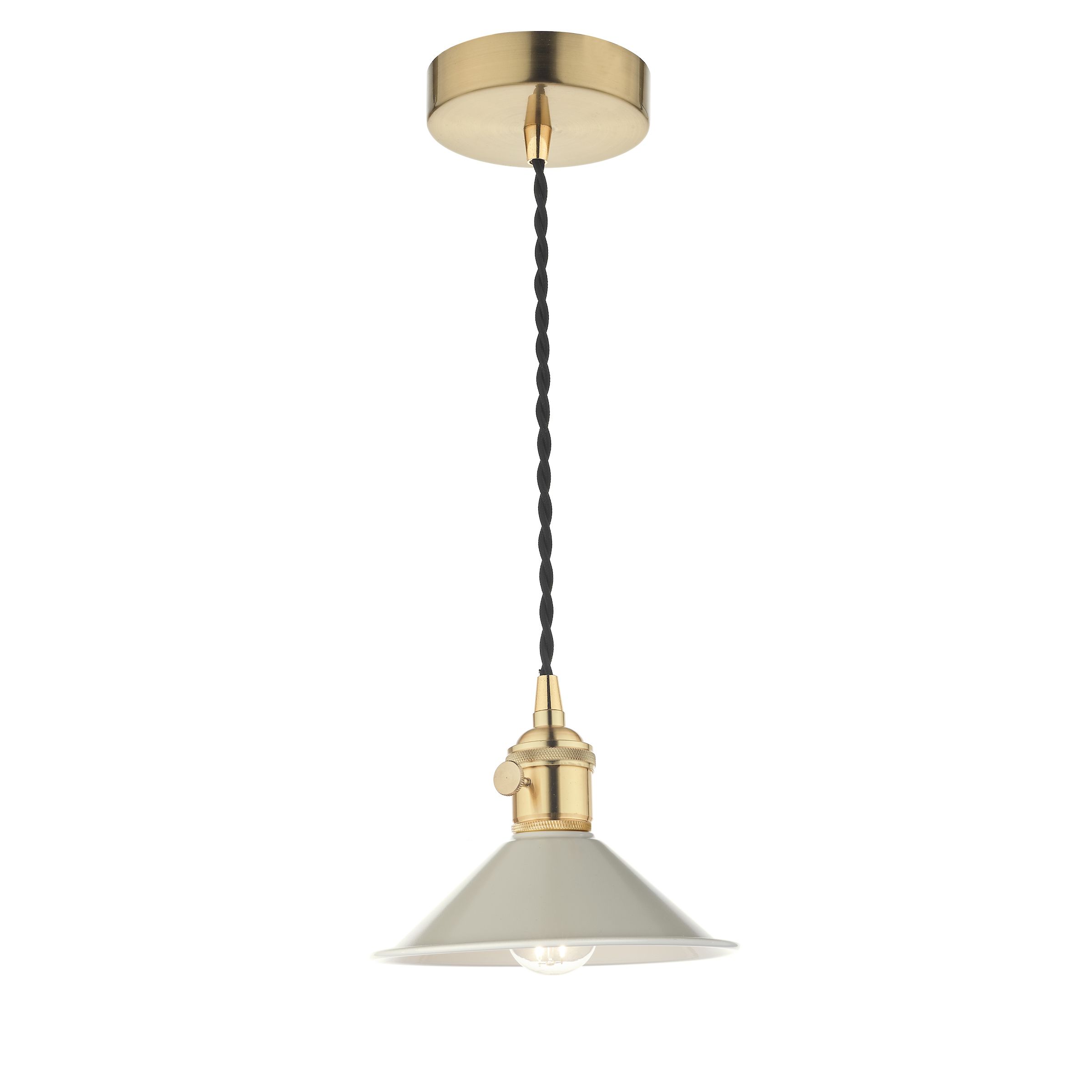 Grapadora 1 Light E14 Natural Brass Adjustable Pendant C/W Cashmere Shade