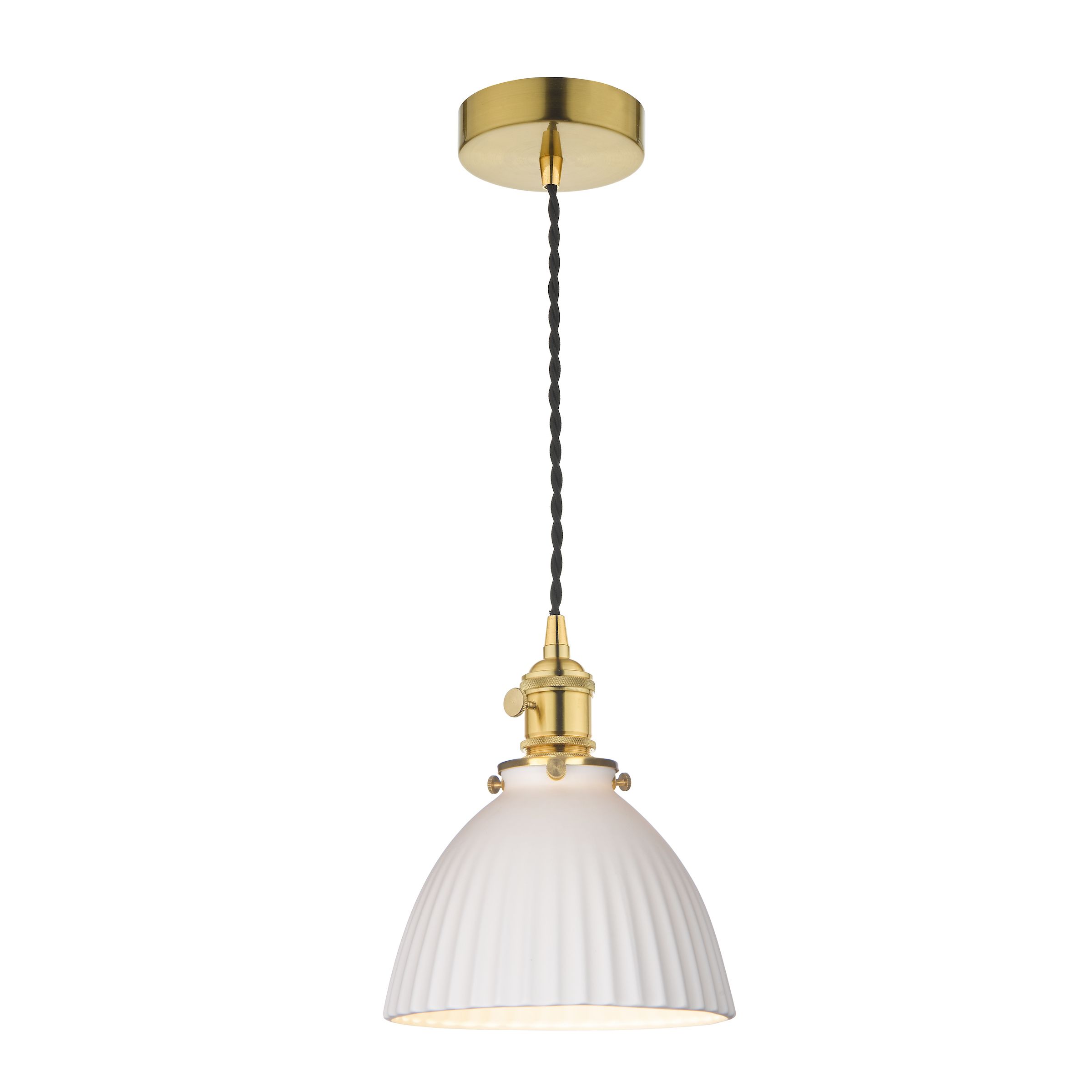 Grapadora 1 Light E14 Natural Brass Adjustable Pendant With Pulque Ceramic Domed Shade