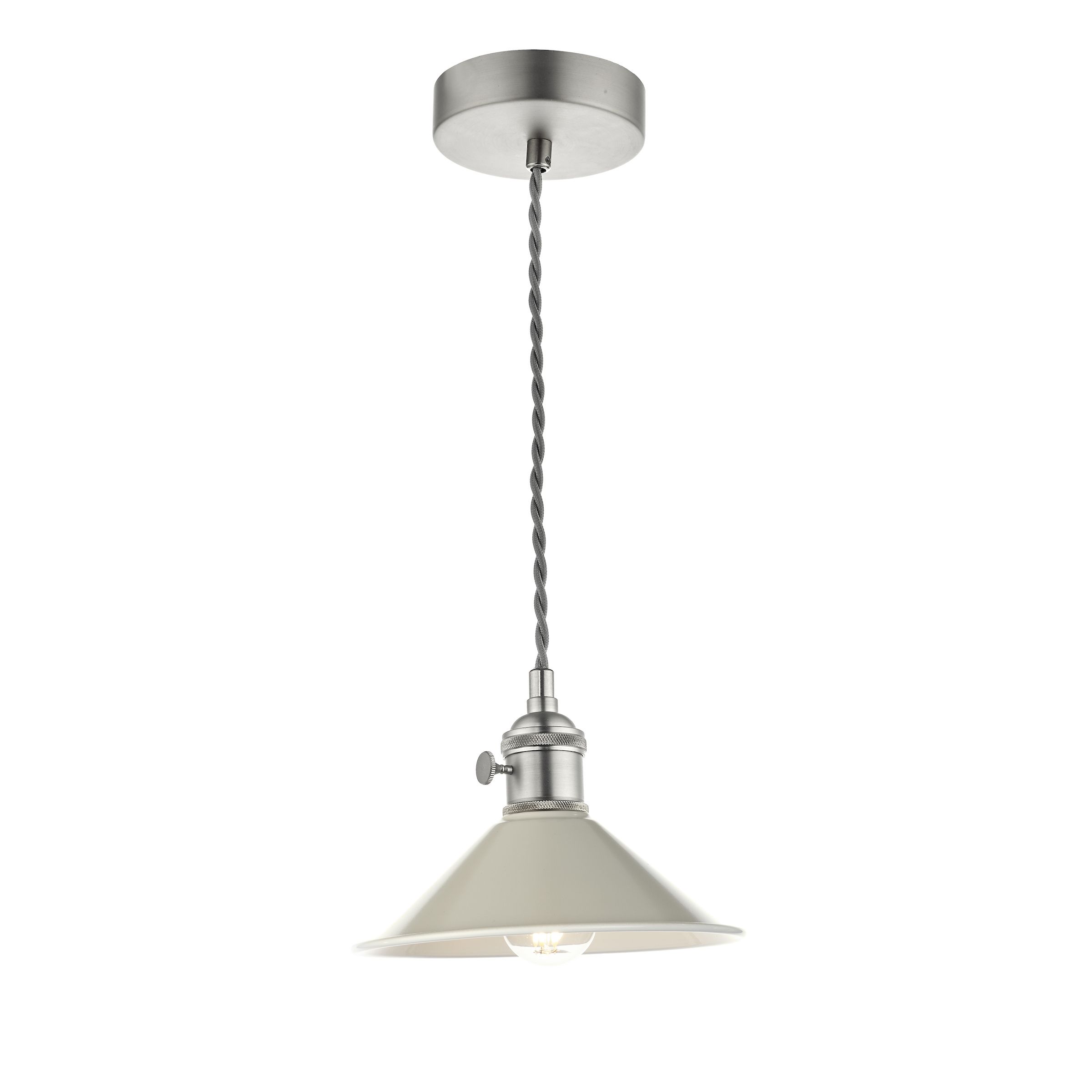 Grapadora 1 Light E14 Antique Chrome Adjustable Pendant C/W Cashmere Shade