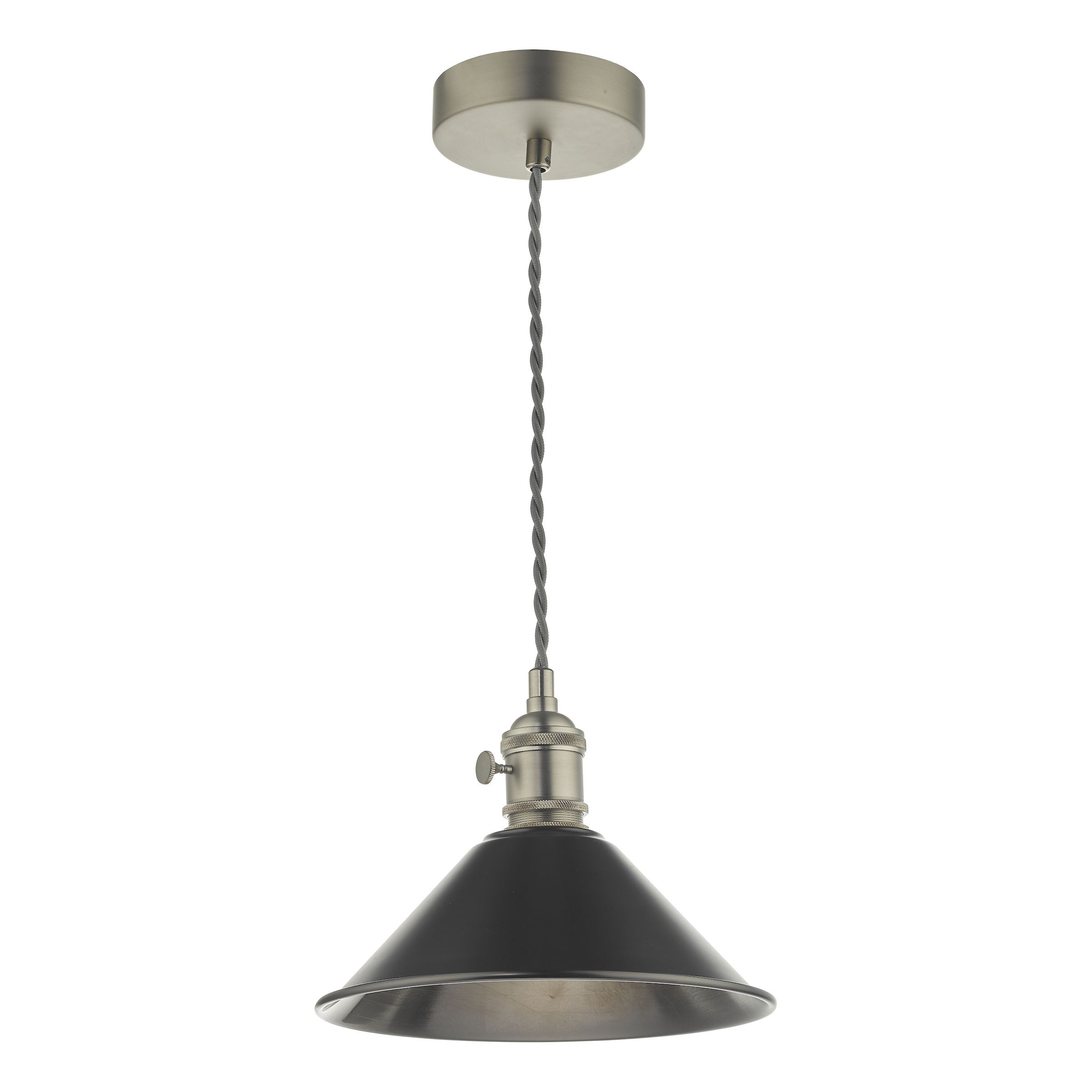 Grapadora 1 Light E14 Antique Chrome Adjustable Pendant With Antique Pewter Shade