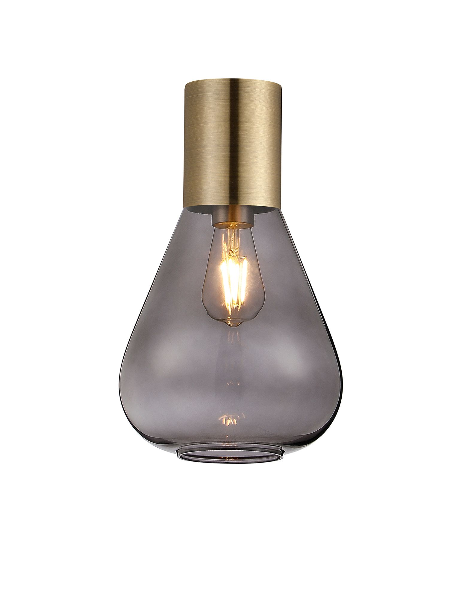 Hark 23cm Ceiling Light With Narrow Glass, 1 x E27, Antique Brass/Inky Black