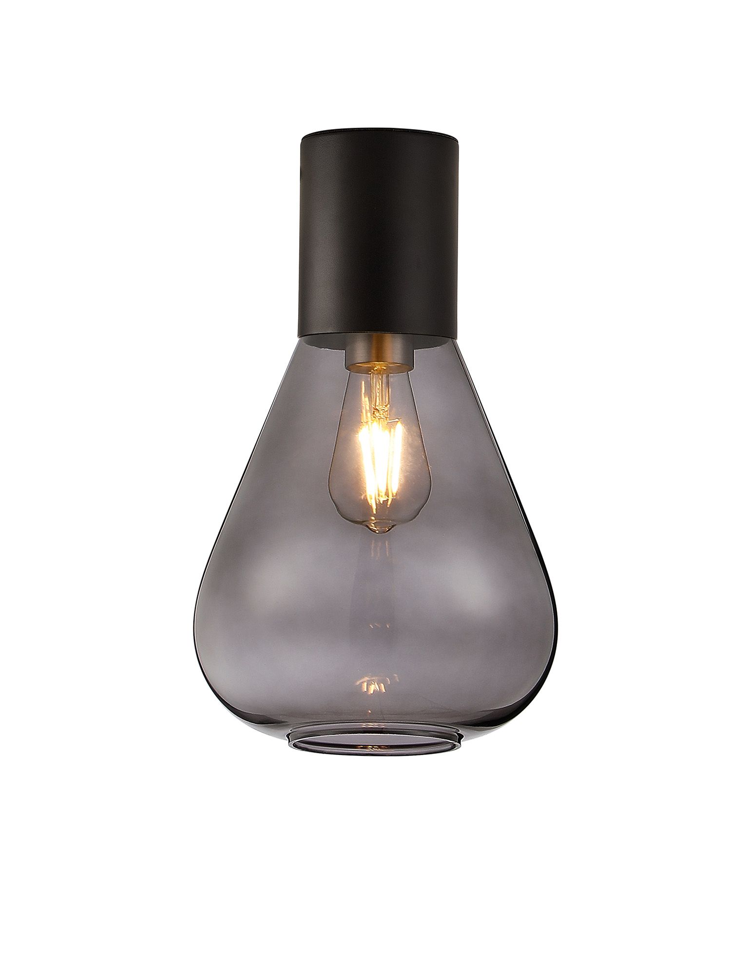 Hark 23cm Ceiling Light With Narrow Glass, 1 x E27, Satin Black/Inky Black