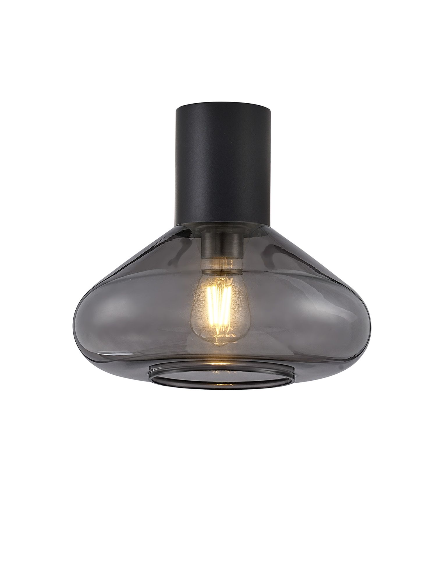 Hark 31cm Ceiling Light With Wide Glass, 1 x E27, Satin Black/Inky Black