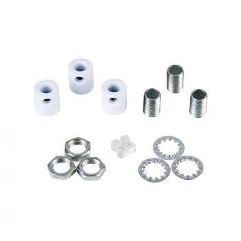 Hayes Metal Cable Grip Kit (3pcs) Matt White, c/w 10mm Thread, Washer & Nut, Plastic Grub Screws
