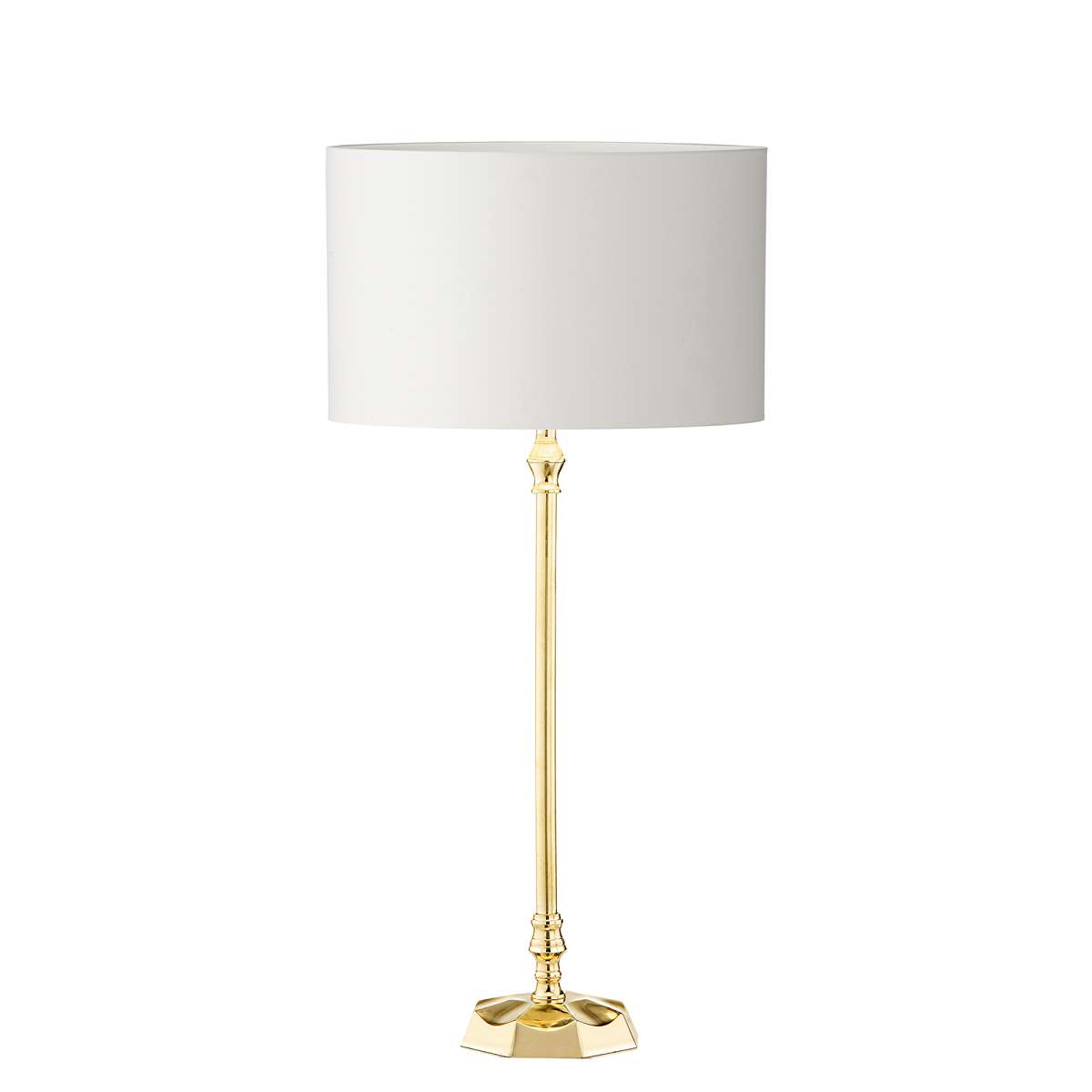 Civilización 1 Light E14 Natural Sold Brass Table Lamp With Inline Switch C/W Chalote vory Cotton 25cm Armario Shade
