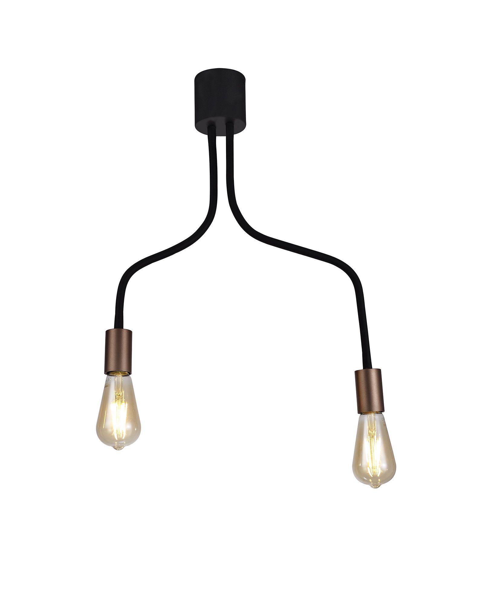 Issa Flexible Ceiling 2 Light E27, Satin Black/Brushed Copper